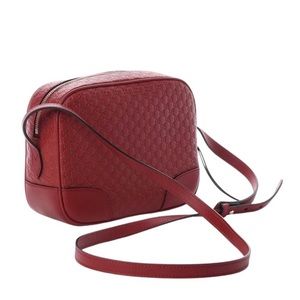 GUCCI GG BREE Microguccissima RED Camera Bag Crossbody Shoulder Travel Purse